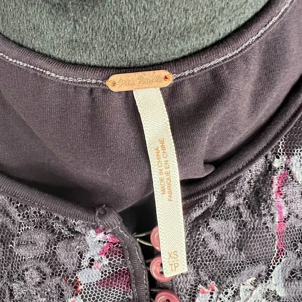 Free People Lace Batwing Top with Tank Underneath and‎ button front details